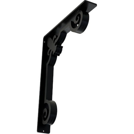 Ekena Millwork Fleur De Lis Wrought Iron Bracket, (Triple center brace), Powder Coated Black 2"W x 12"D x 15"H BKTM02X12X15TFL